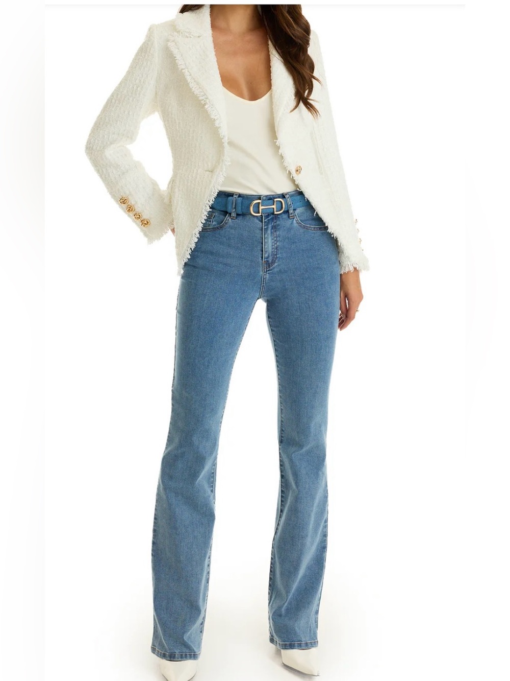 NWT‎ The Noli Shop Aria Flare Jeans High Rise in Medium Blue Size 27